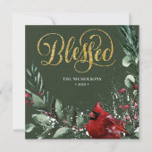 賛美金ゴールド |ウィンターレッド(鳥)ショウジョウコウカンチョウバードパイン シーズンカード (正面)