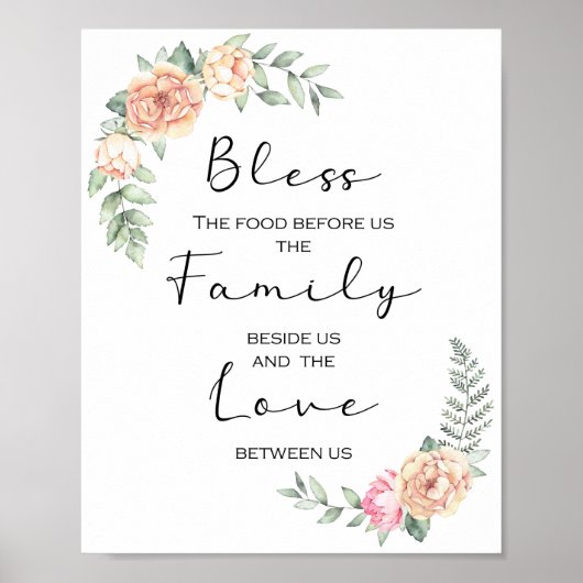 賛美食べ物の前に私たちのキッチン祈りの言葉 ポスター (正面)