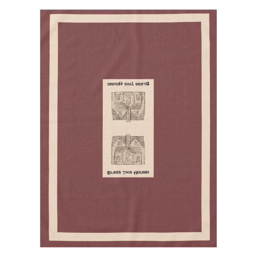 賛美52インチx 70の文字とイメージテンプレート付きこの家 テーブルクロス (正面)