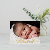 賛美/ハート付きホイル誕生発表葉書 箔シーズンポストカード (立ち正面)