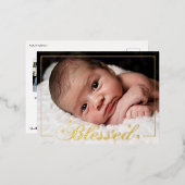 賛美/ハート付きホイル誕生発表葉書 箔シーズンポストカード (正面/裏面)