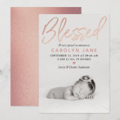 "賛美"バラゴールドフォイル写真誕生のお知らせ 案内状 (正面/裏面)