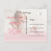 賛美 | ピンクのベビーガール誕生のお知らせ 案内ポストカード (裏面)