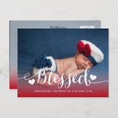 賛美 | 写真ベビーの誕生発表 案内ポストカード (正面/裏面)