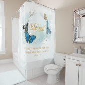 賛美 – 女性のキリスト教信仰バタフライ詩 シャワーカーテン (インサイチュ)