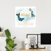 賛美 – 女性のキリスト教信仰バタフライ詩 ポスター (ホームオフィス)