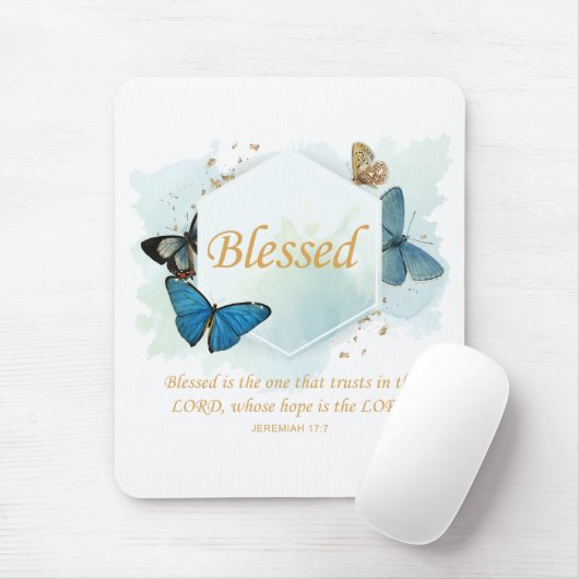 賛美 – 女性のキリスト教信仰バタフライ詩 マウスパッド (マウス)