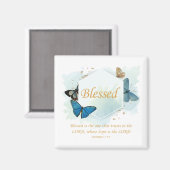 賛美 – 女性のキリスト教信仰バタフライ詩 マグネット (正面/裏面)