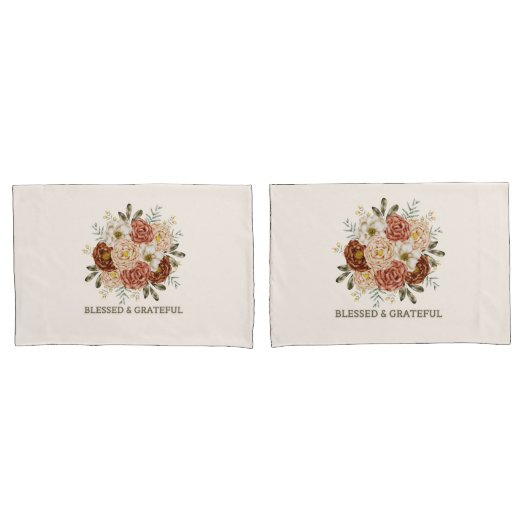 賛美&感謝 – 水彩フローラスローPilo 枕カバー (フロントセット)