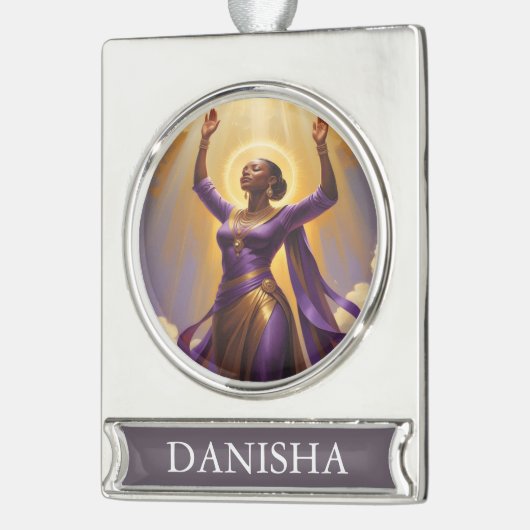 賛美&権限ある休日オーナメント シルバープレートバナーオーナメント (左)