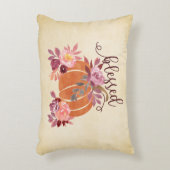 賛美-秋パンプキンとピンクの花 アクセントクッション (正面(垂直))