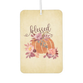 賛美-秋パンプキンとピンクの花 カーエアーフレッシュナー