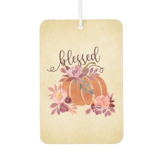 賛美-秋パンプキンとピンクの花 カーエアーフレッシュナー (正面)