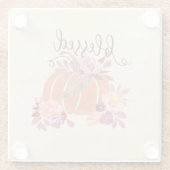 賛美-秋パンプキンとピンクの花 ガラスコースター (裏面)