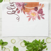 賛美-秋パンプキンとピンクの花 キッチンタオル (折り畳み)