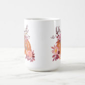 賛美-秋パンプキンとピンクの花 コーヒーマグカップ (中央)