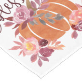 賛美-秋パンプキンとピンクの花 ショートテーブルランナー (コーナー)