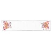 賛美-秋パンプキンとピンクの花 ショートテーブルランナー (横)