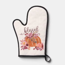 賛美-秋パンプキンとピンクの花 鍋つかみ