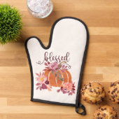 賛美-秋パンプキンとピンクの花 鍋つかみ (トップダウン)