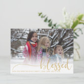 賛美、金ゴールドとホワイトラージフォトホリデーカード シーズンカード (スタンド正面)