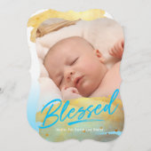 "賛美"金箔の写真誕生のお知らせ シーズンカード (正面/裏面)