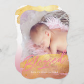 "賛美"金箔の写真誕生のお知らせ シーズンカード (正面/裏面)