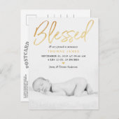 "賛美"金箔の写真誕生のお知らせ 案内ポストカード (正面/裏面)