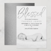 「賛美」銀箔フォト誕生のお知らせ 案内状 (正面/裏面)