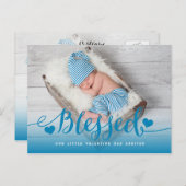 賛美 |青いバレンタイン誕生のお知らせ ポストカード (正面/裏面)