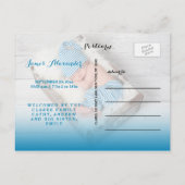 賛美 | 青い男の赤ちゃん写真の生誕発表 案内ポストカード (裏面)