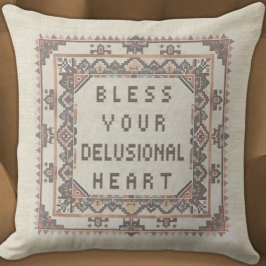 賛美Delusionalハート – ステッチおもしろい済みフェイク クッション