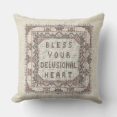 賛美Delusionalハート – ステッチおもしろい済みフェイク クッション (正面)