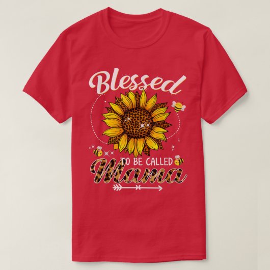 賛美Mama Leopard Sunflowerとおもしろいいう Tシャツ (デザイン正面)