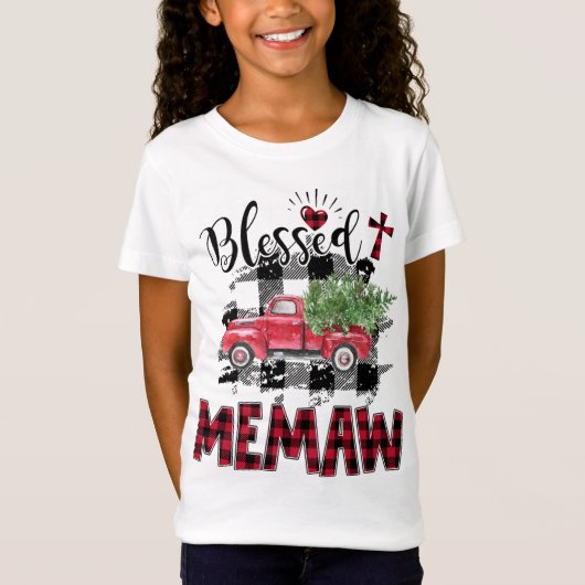 賛美Memaw Red-plaidクリスマス Tシャツ (正面)