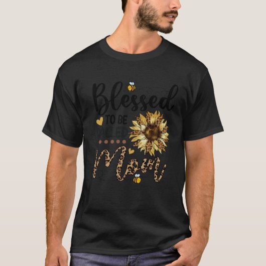 賛美Mom Leopard Sunflower Beeと呼ばれる Tシャツ (正面)