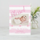 賛美Pink Photo Script Personalize誕生 案内状 (スタンド正面)