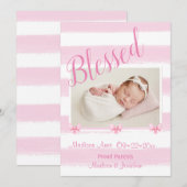 賛美Pink Photo Script Personalize誕生 案内状 (正面/裏面)