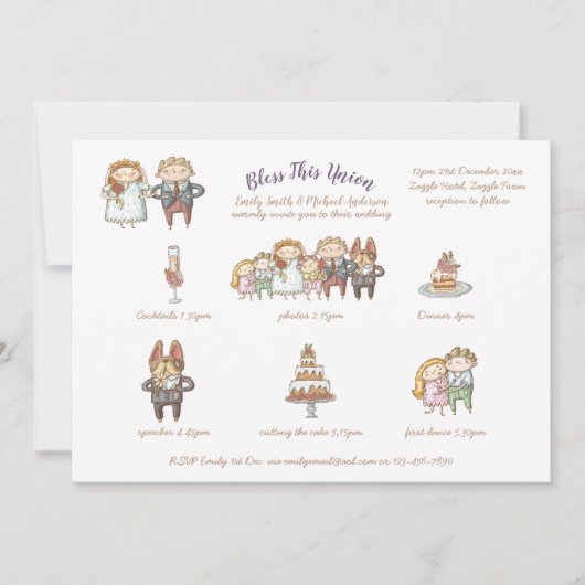 賛美This Union - Cute Wedding Invite/Program 招待状 (正面)