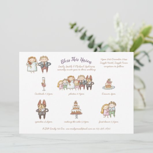 賛美This Union - Cute Wedding Invite/Program 招待状 (スタンド正面)