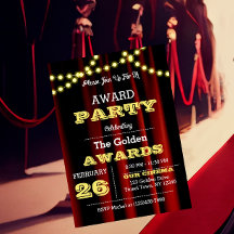 賞パーティーベルベット&金ゴールドスモール招待状