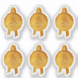 賞フェイク/証明書シールリボン(金ゴールドイニシャル) シール