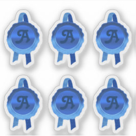 賞フェイク/証明書シールリボン(青イニシャル) シール