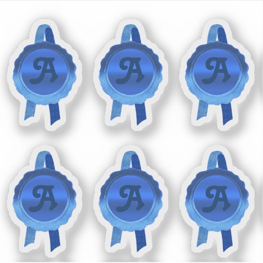 賞フェイク/証明書シールリボン(青イニシャル) シール (正面)