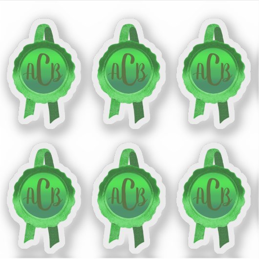 賞フェイク/証明書シールリボン(GreenInitials) シール (正面)