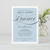 賞典ディナーイベント おしゃれ エレガント 薄い青 招待状 (スタンド正面)