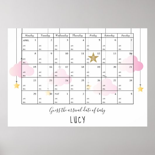 賞味期限と時間を推測する赤ちゃんシャワーゲーム ポスター (正面)