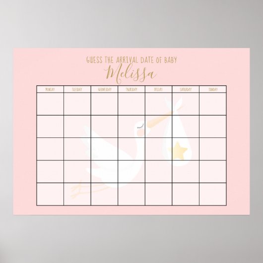 賞味期限を推定ピンク特別配達ストーク ポスター (正面)