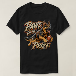 賞品を掴むジャーマンシェパード フットボール Tシャツ