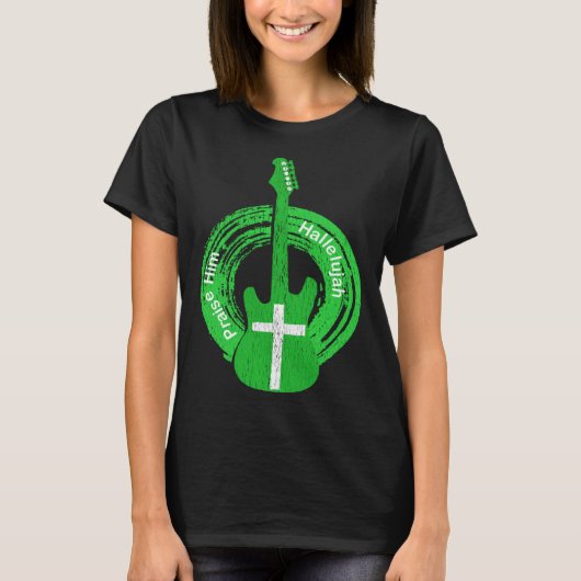 賞賛チームのギタリストHallelujahギタークロスGrun Tシャツ (正面)